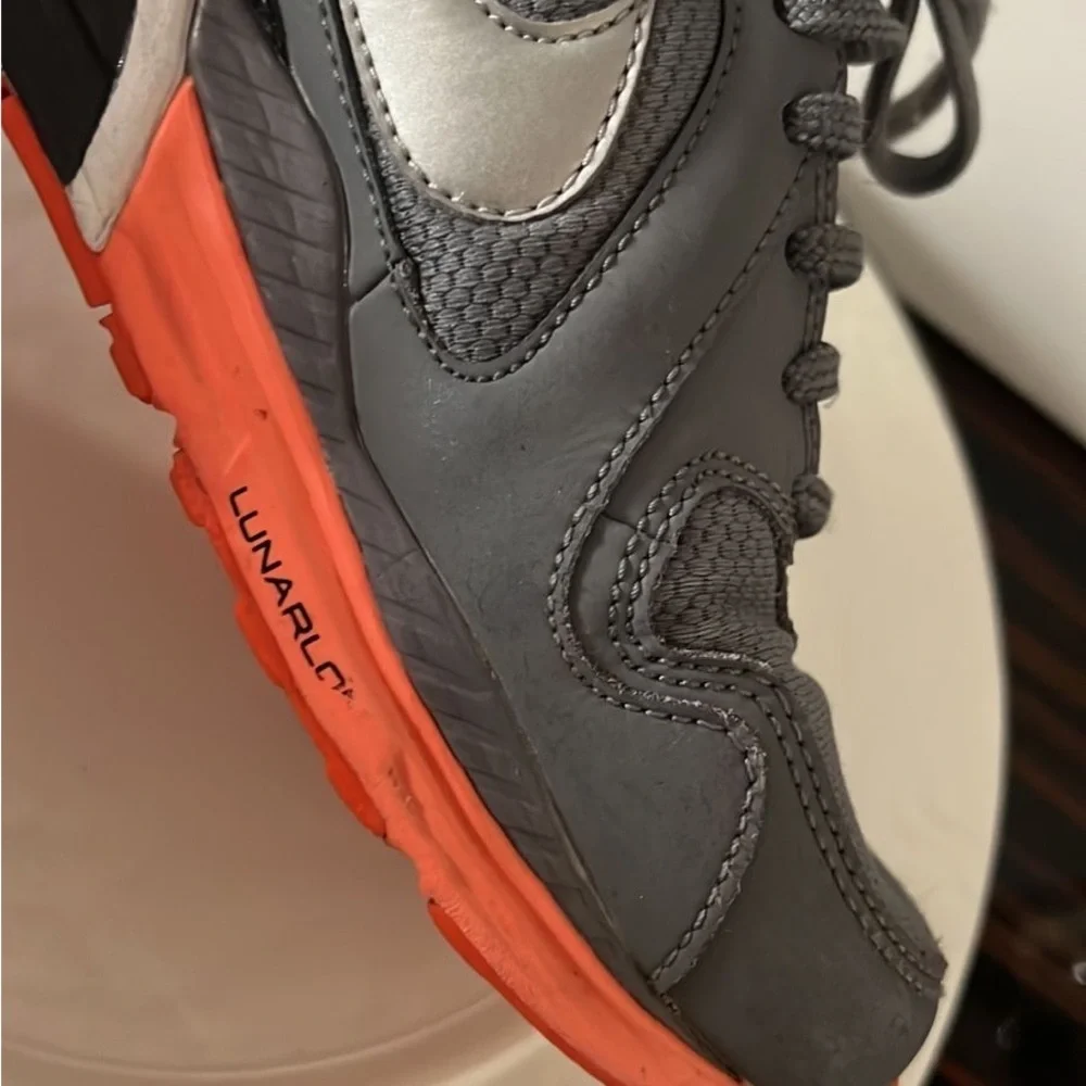 Nike Gray and Orange Athletic Shoes with Air Cushion